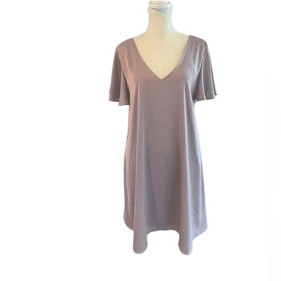 Caramels flowy dress with flutter sleeves, deep V neck  Like new! - Picture 1 of 9